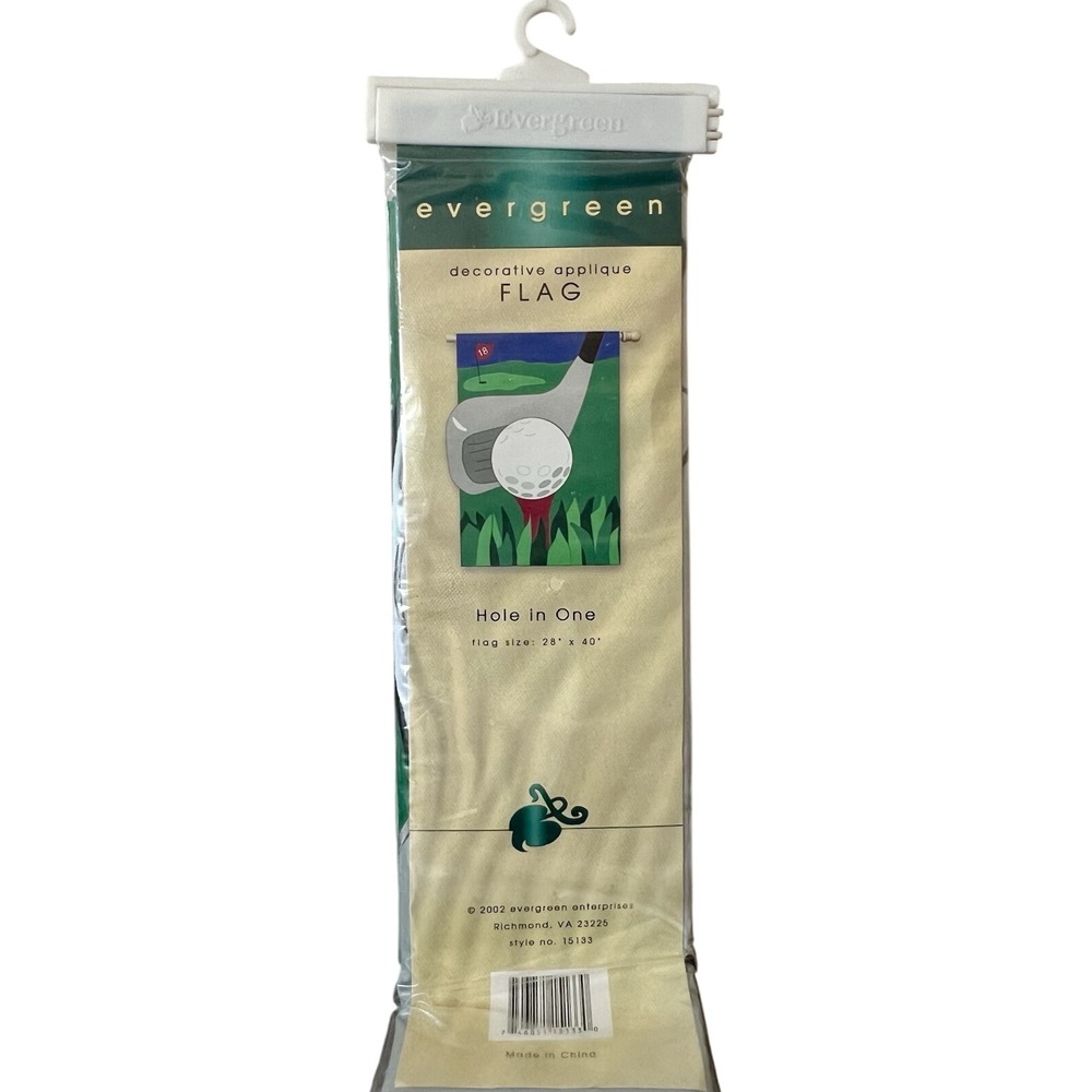 Evergreen Hole in‎ One Golf Decorative Applique House Flag 28x40 Vintage NEW